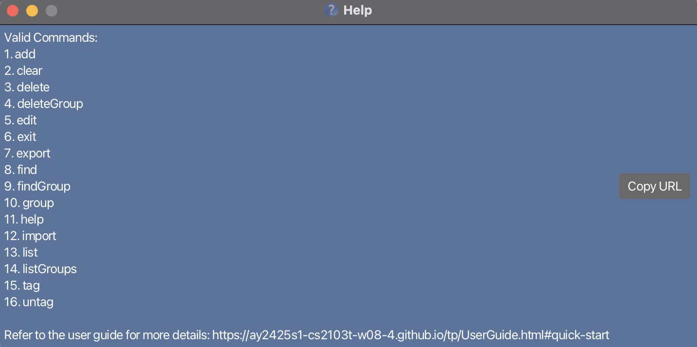 help message